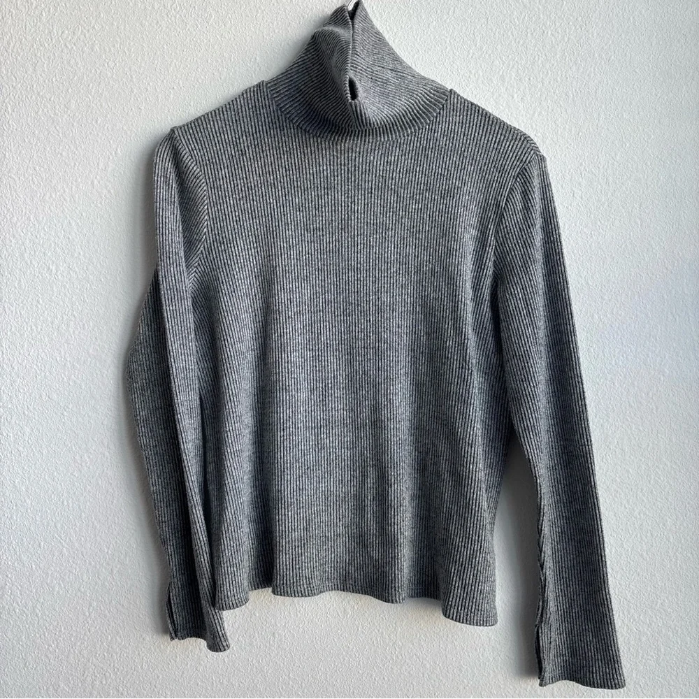 Generation Love Charcoal Ribbed Knit Turtleneck Sweater Longsleeve Layering Top - Picture 2 of 9